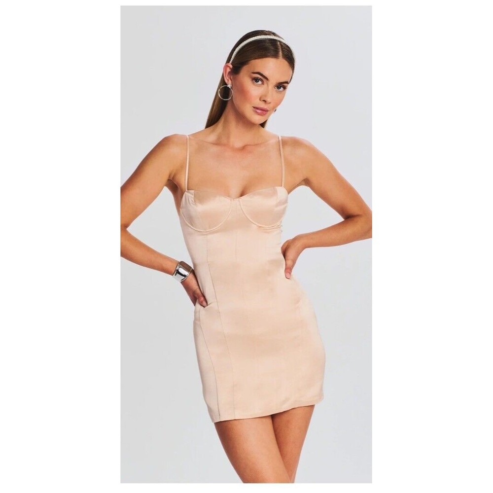 Retrofete Cosmo Spaghetti Strap Mini Dress Dusty Peach